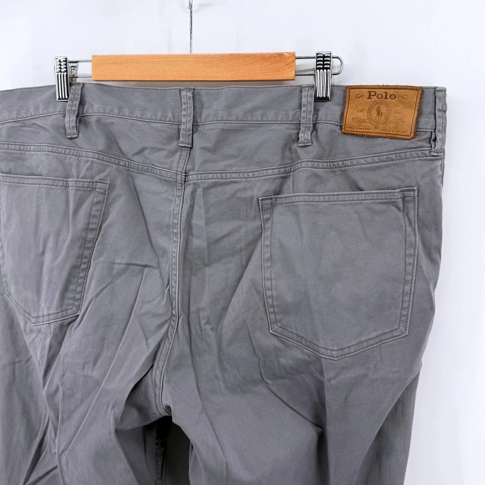 Polo Ralph Lauren Varick Slim Straight Gray Cotton Stretch Pants Mens 40x34
